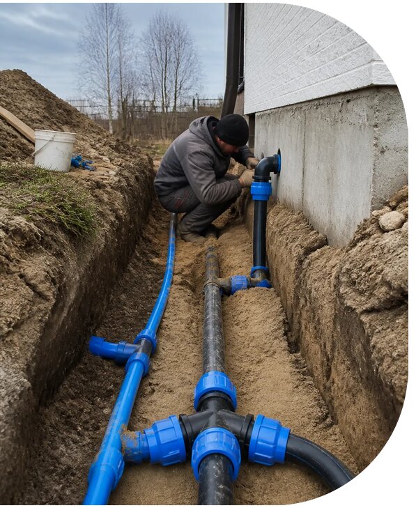 Монтаж наружного водопровода на участке под ключ в Дедовске